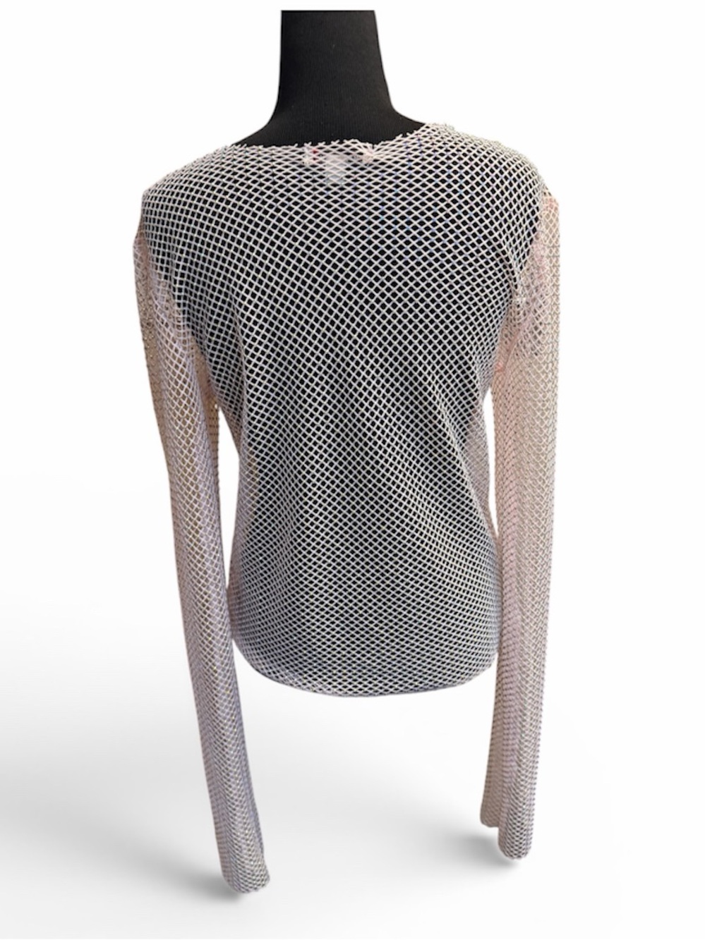 ORANGE KISS Long Sleeve Rhinestone Top Blush Pink Size SM Sheer Sparkly Mesh - Picture 6 of 11